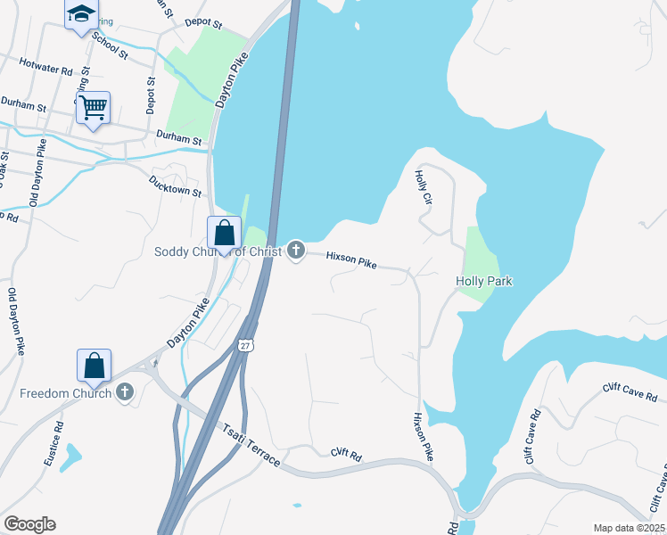 map of restaurants, bars, coffee shops, grocery stores, and more near 515 Chestnutview Drive in Soddy-Daisy