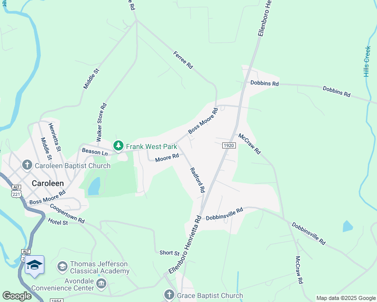 map of restaurants, bars, coffee shops, grocery stores, and more near 284 Radford Road in Ellenboro