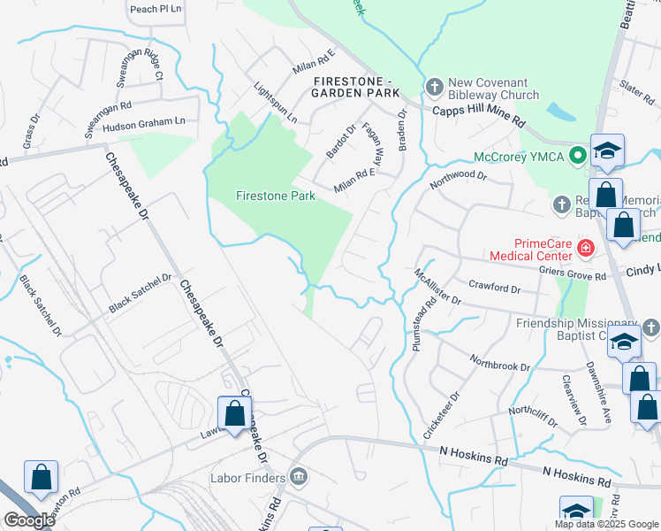 map of restaurants, bars, coffee shops, grocery stores, and more near 517 Tallwood Court in Charlotte
