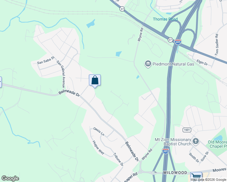 map of restaurants, bars, coffee shops, grocery stores, and more near 544 Rhyne Road in Charlotte