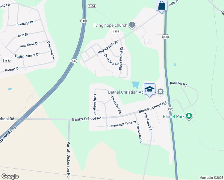 map of restaurants, bars, coffee shops, grocery stores, and more near 1811 Crestview Street in Kinston