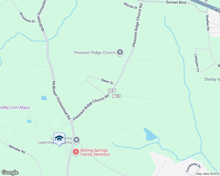 map of restaurants, bars, coffee shops, grocery stores, and more near 226 Pleasant Ridge Church Road in Shelby