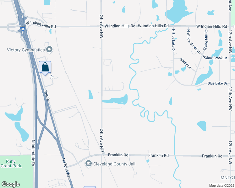 map of restaurants, bars, coffee shops, grocery stores, and more near 2214 Hidden Lake Drive in Norman