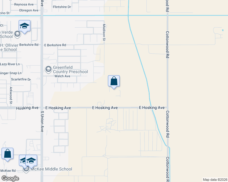 map of restaurants, bars, coffee shops, grocery stores, and more near 1000 E Hosking Ave in Bakersfield