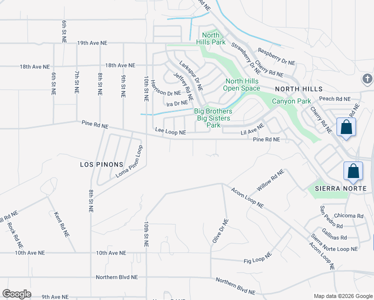 map of restaurants, bars, coffee shops, grocery stores, and more near 1501 Pecan Court Northeast in Rio Rancho