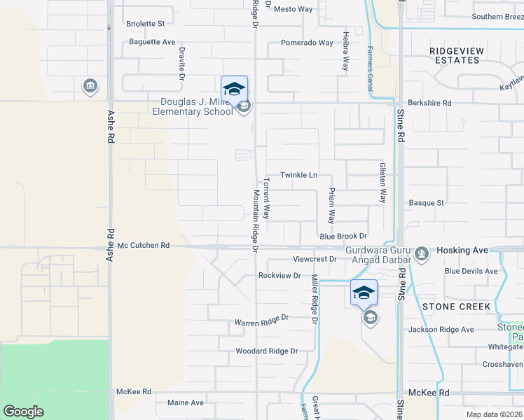 map of restaurants, bars, coffee shops, grocery stores, and more near 7905 Torrent Way in Bakersfield
