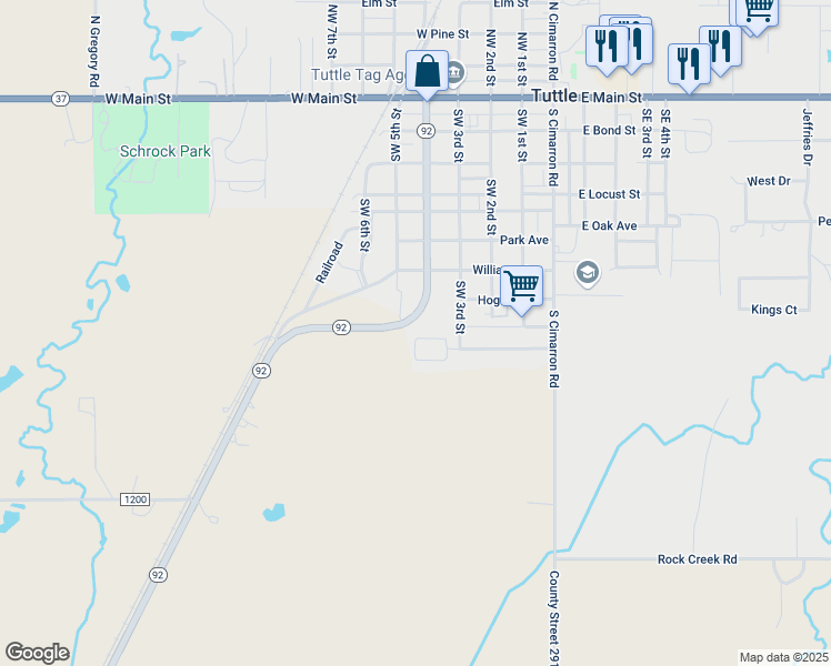 map of restaurants, bars, coffee shops, grocery stores, and more near 316 Golden Terrace in Tuttle