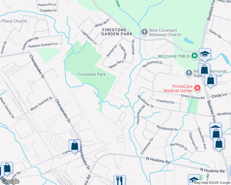 map of restaurants, bars, coffee shops, grocery stores, and more near in Charlotte