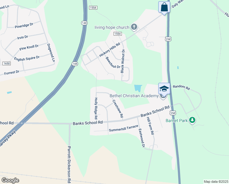 map of restaurants, bars, coffee shops, grocery stores, and more near 1811 Crestview Street in Kinston