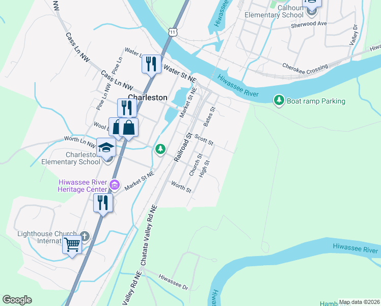 map of restaurants, bars, coffee shops, grocery stores, and more near 174 Bates Street in Charleston