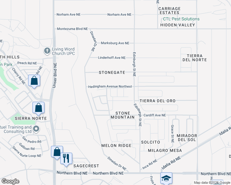map of restaurants, bars, coffee shops, grocery stores, and more near Havencrest Avenue Northeast in Rio Rancho