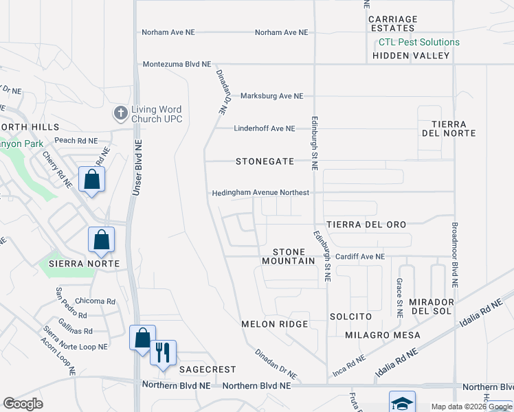map of restaurants, bars, coffee shops, grocery stores, and more near Havencrest Avenue Northeast in Rio Rancho
