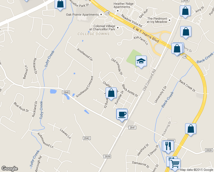 map of restaurants, bars, coffee shops, grocery stores, and more near 7720 Pickering Drive in Charlotte
