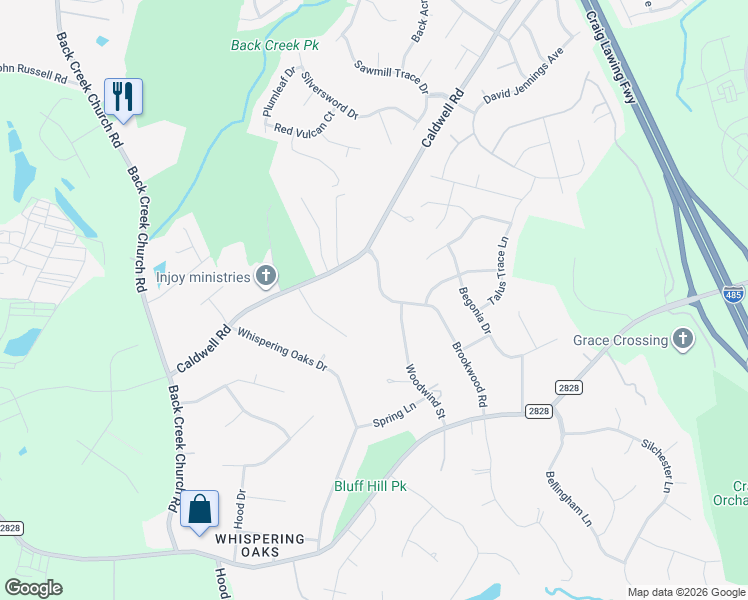 map of restaurants, bars, coffee shops, grocery stores, and more near in Charlotte