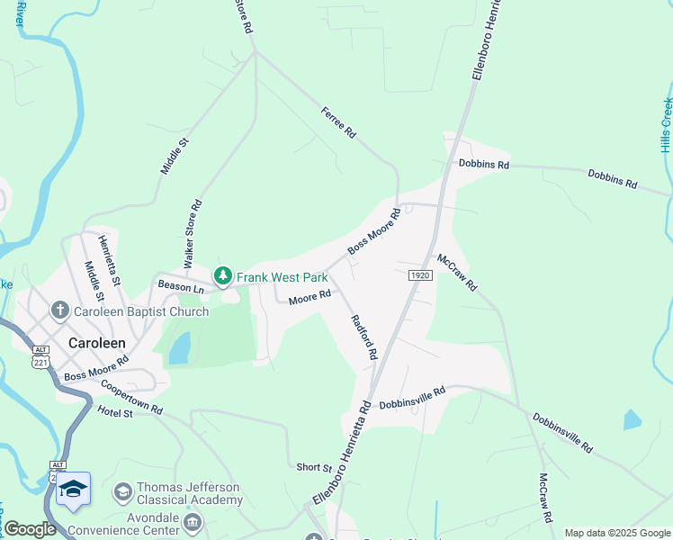 map of restaurants, bars, coffee shops, grocery stores, and more near 550 Boss Moore Road in Ellenboro