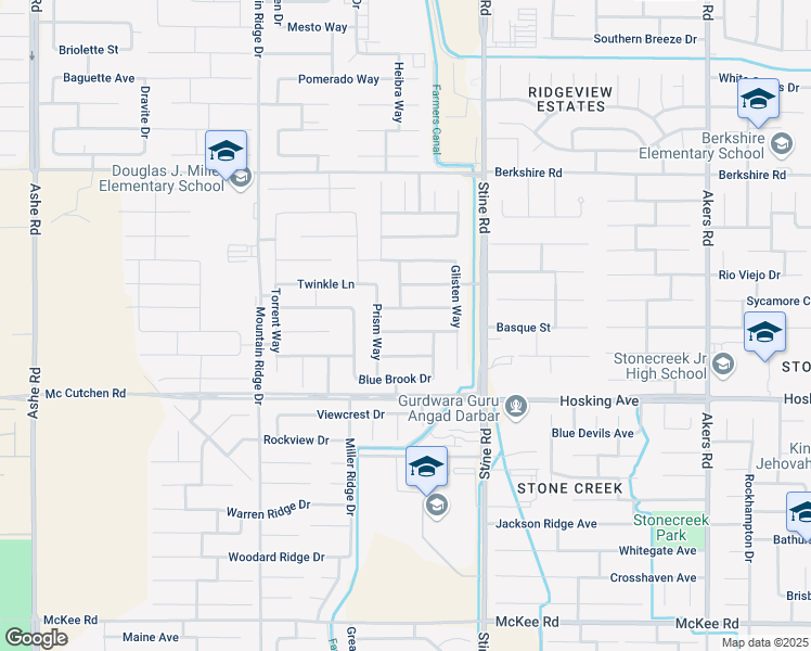 map of restaurants, bars, coffee shops, grocery stores, and more near 5108 Gleaming Gem Way in Bakersfield
