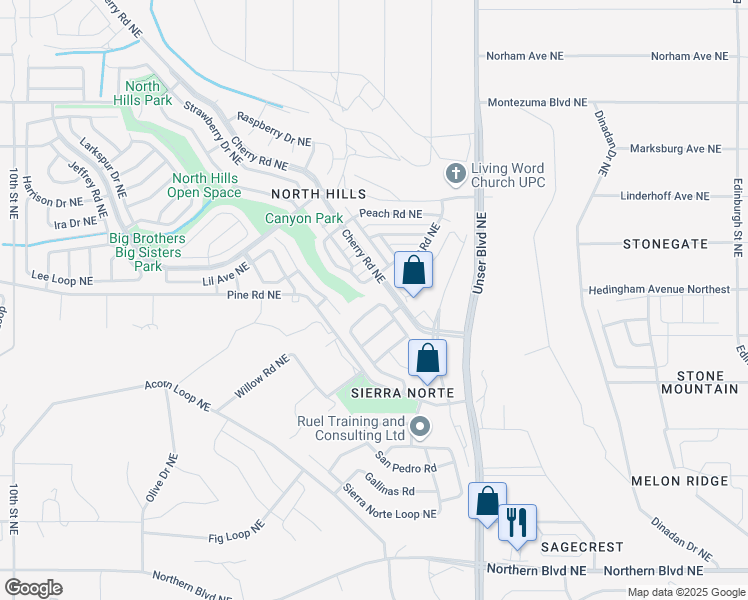 map of restaurants, bars, coffee shops, grocery stores, and more near 1461 Penasco Road Northeast in Rio Rancho