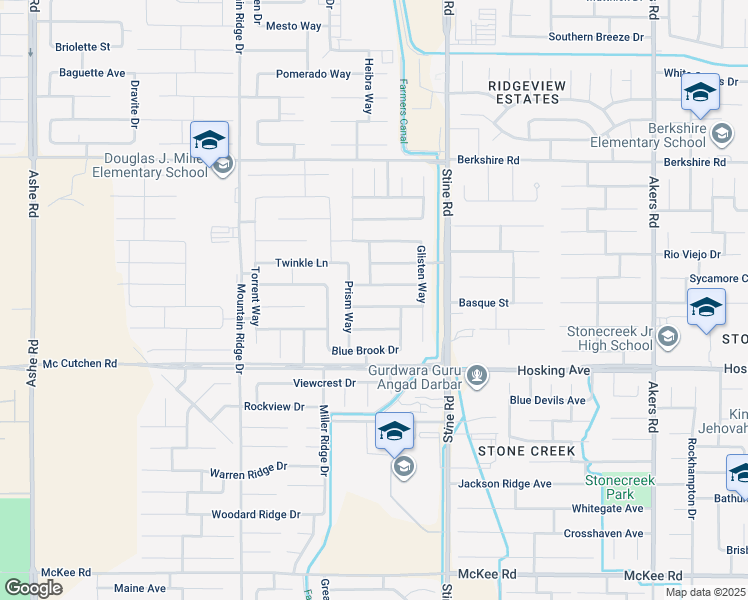 map of restaurants, bars, coffee shops, grocery stores, and more near 5108 Gleaming Gem Way in Bakersfield