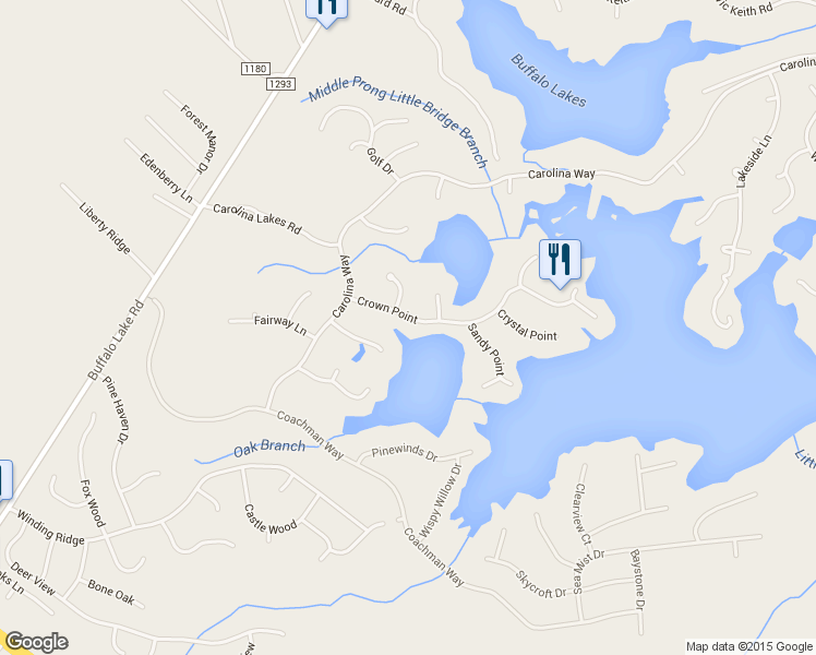 map of restaurants, bars, coffee shops, grocery stores, and more near 116 Crown Point in Sanford