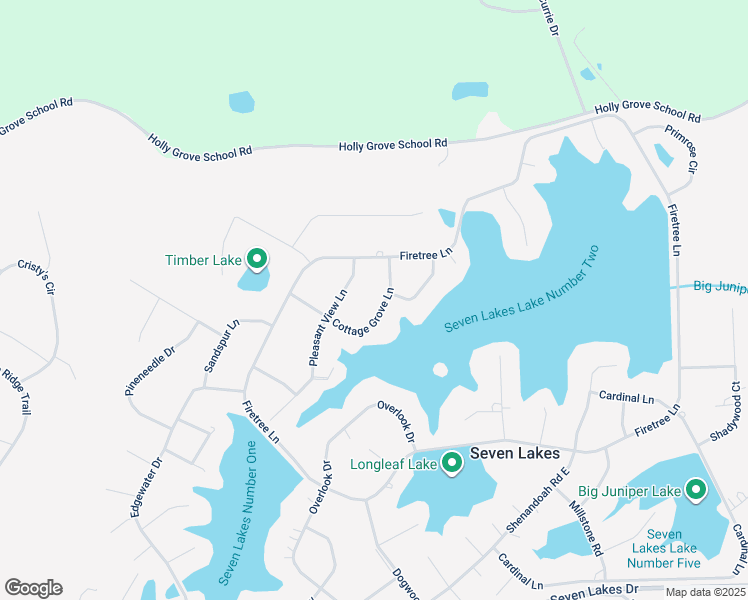 map of restaurants, bars, coffee shops, grocery stores, and more near Cottage Grove Lane in Seven Lakes