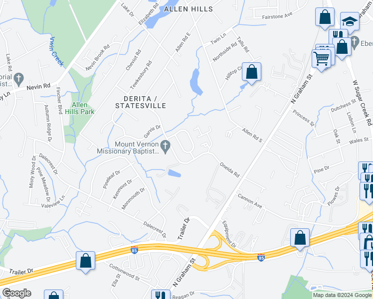 map of restaurants, bars, coffee shops, grocery stores, and more near 5016 Osage Circle in Charlotte