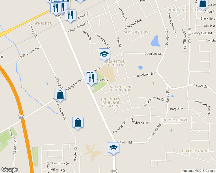 map of restaurants, bars, coffee shops, grocery stores, and more near 11841 Otto Lane in Arlington
