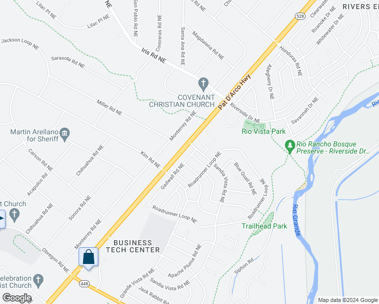 map of restaurants, bars, coffee shops, grocery stores, and more near 1461 Gadwall Road Northeast in Rio Rancho