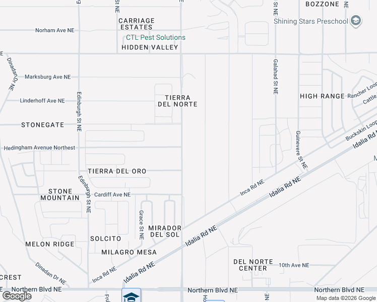 map of restaurants, bars, coffee shops, grocery stores, and more near Broadmoor Boulevard Northeast in Rio Rancho