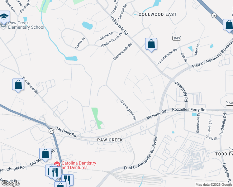 map of restaurants, bars, coffee shops, grocery stores, and more near in Charlotte
