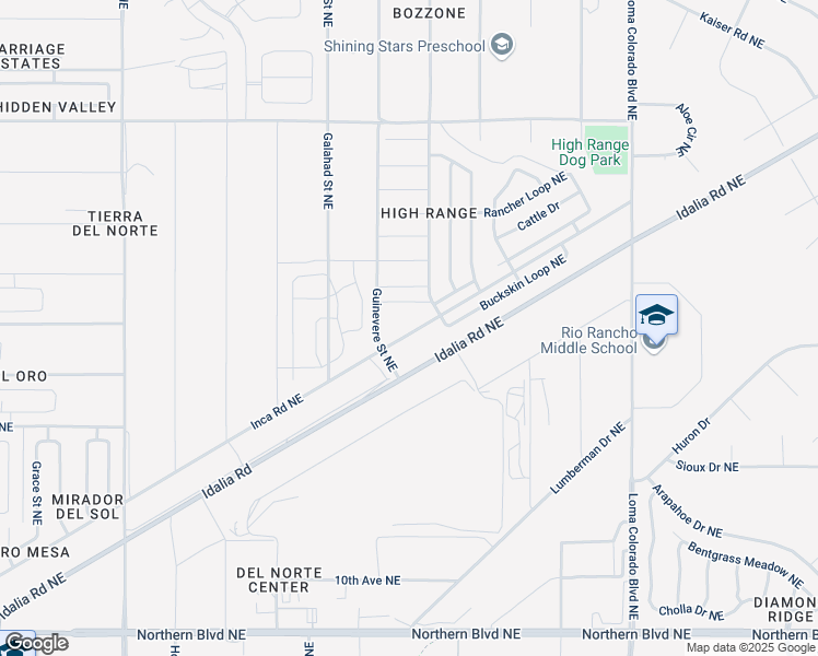 map of restaurants, bars, coffee shops, grocery stores, and more near 1603 Inca Road Northeast in Rio Rancho