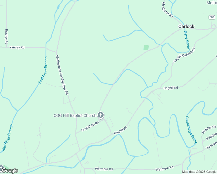 map of restaurants, bars, coffee shops, grocery stores, and more near 576 County Road 804 in Etowah
