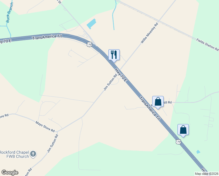 map of restaurants, bars, coffee shops, grocery stores, and more near 3236-3278 Jim Sutton Road in La Grange