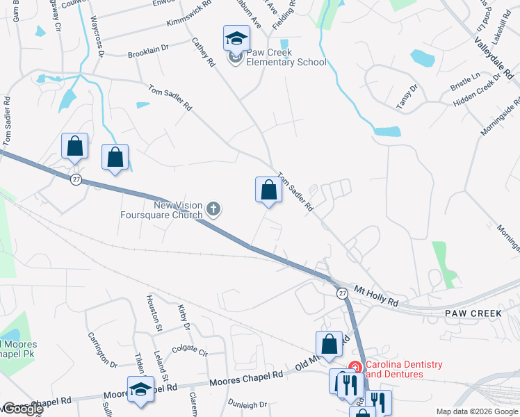 map of restaurants, bars, coffee shops, grocery stores, and more near 207 Hugh Caldwell Road in Charlotte