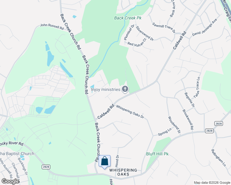 map of restaurants, bars, coffee shops, grocery stores, and more near 12417 Caldwell Road in Charlotte