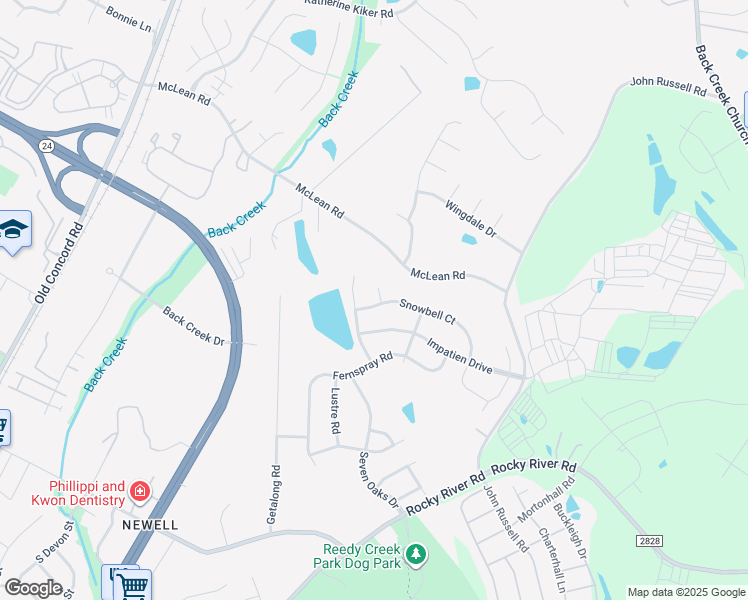 map of restaurants, bars, coffee shops, grocery stores, and more near 2507 Viburnum Court in Charlotte