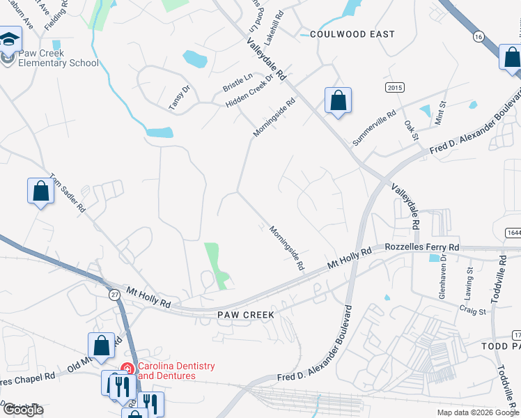 map of restaurants, bars, coffee shops, grocery stores, and more near in Charlotte