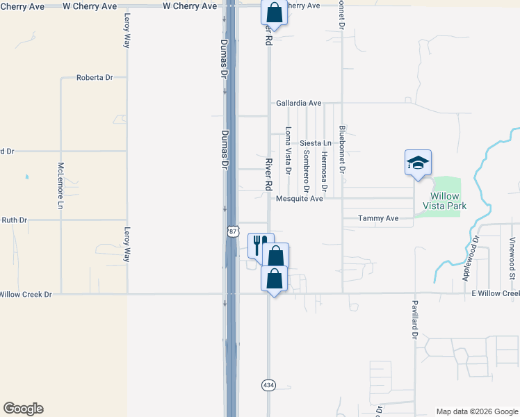 map of restaurants, bars, coffee shops, grocery stores, and more near 7607 River Rd in Amarillo