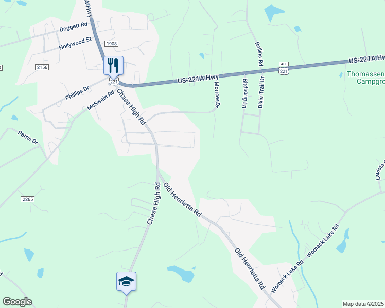 map of restaurants, bars, coffee shops, grocery stores, and more near 190 Greene Road in Forest City
