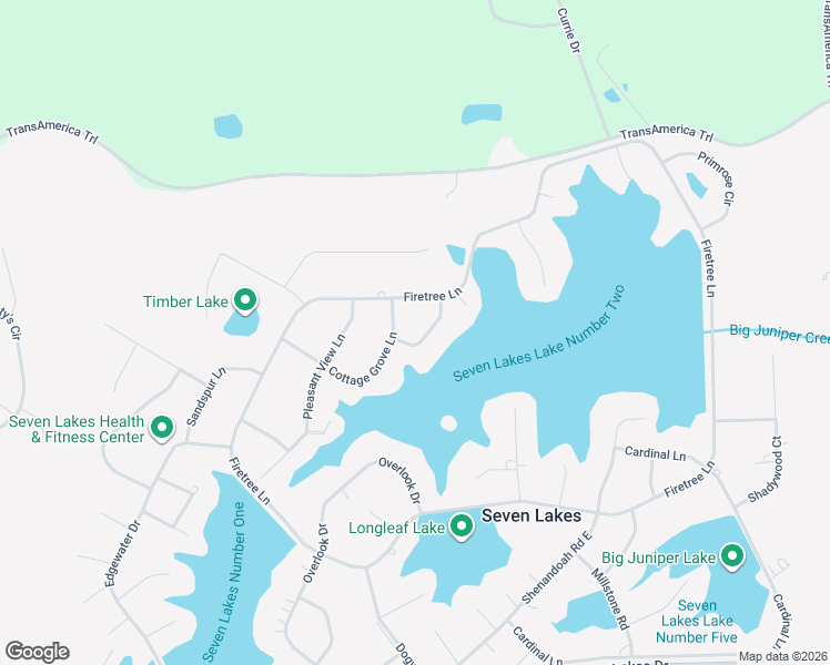 map of restaurants, bars, coffee shops, grocery stores, and more near 104 Brown Bark Rd in Seven Lakes