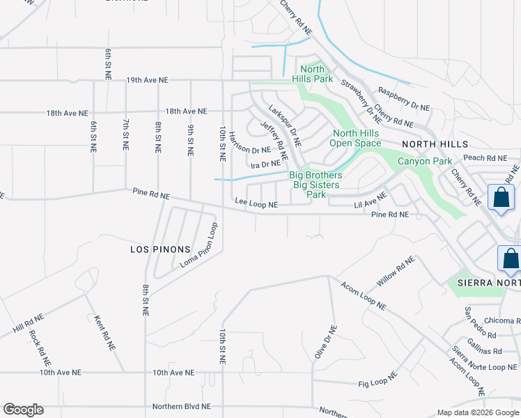 map of restaurants, bars, coffee shops, grocery stores, and more near 1852 Lee Loop Northeast in Rio Rancho