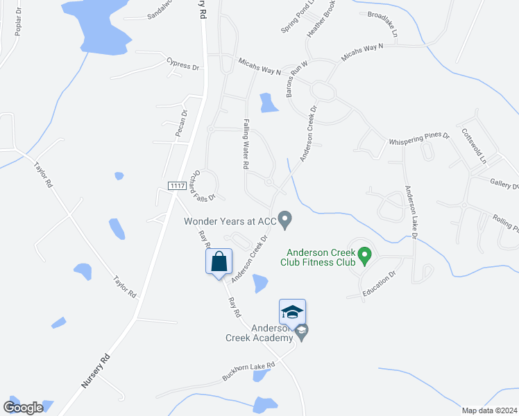map of restaurants, bars, coffee shops, grocery stores, and more near 35 Falling Water Road in Spring Lake