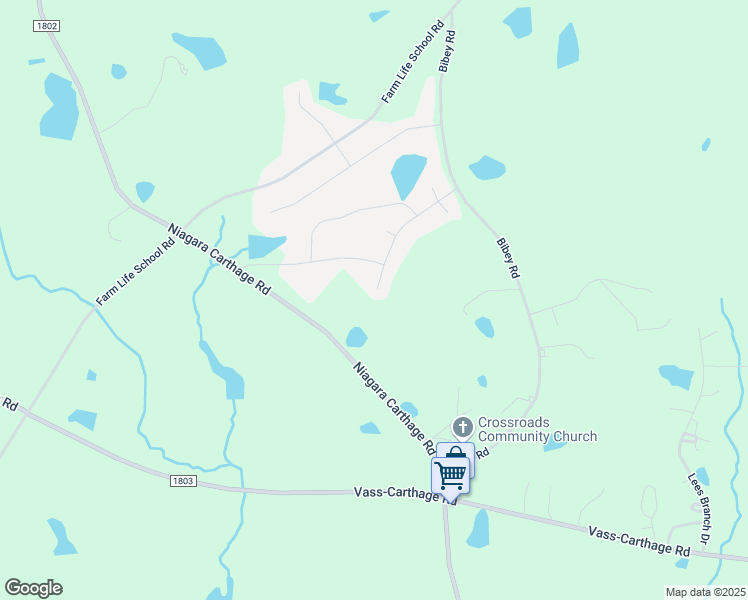 map of restaurants, bars, coffee shops, grocery stores, and more near 657 Herons Brook Drive in Whispering Pines