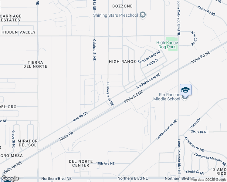 map of restaurants, bars, coffee shops, grocery stores, and more near 1603 Inca Road Northeast in Rio Rancho