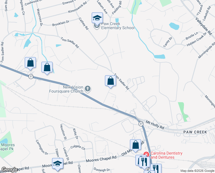 map of restaurants, bars, coffee shops, grocery stores, and more near in Charlotte