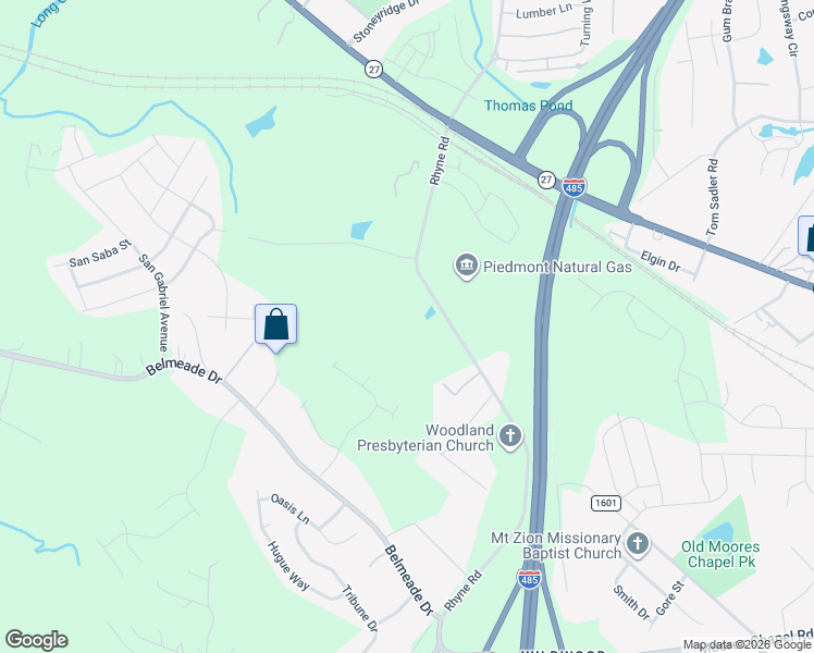 map of restaurants, bars, coffee shops, grocery stores, and more near 544 Rhyne Road in Charlotte