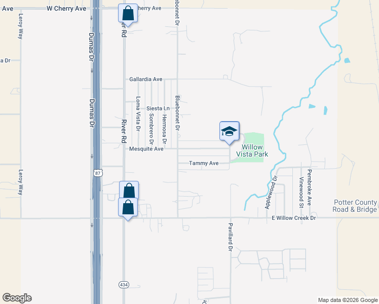map of restaurants, bars, coffee shops, grocery stores, and more near 404 Mesquite Ave in Amarillo