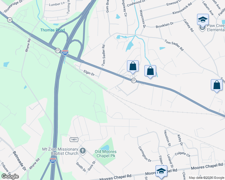 map of restaurants, bars, coffee shops, grocery stores, and more near 224 Lee Drive in Charlotte