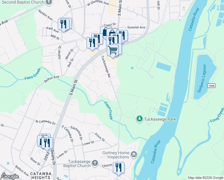 map of restaurants, bars, coffee shops, grocery stores, and more near 210 Tuckaseege Road in Mount Holly