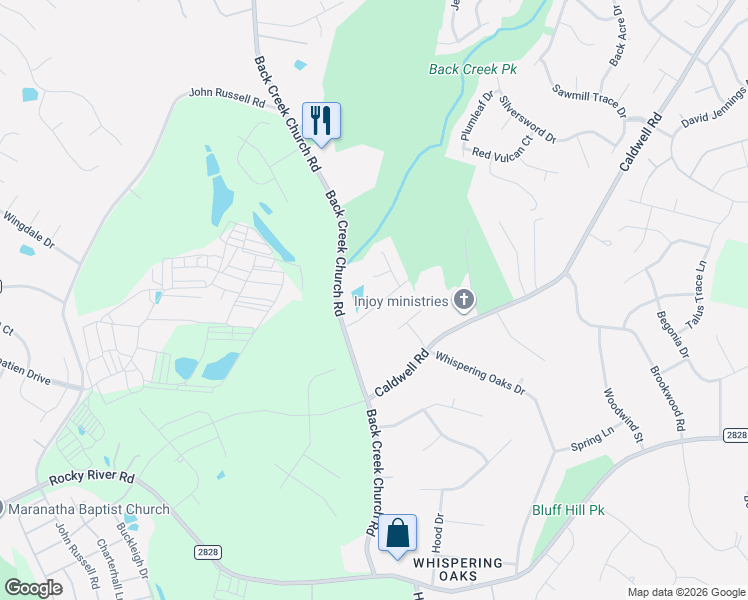 map of restaurants, bars, coffee shops, grocery stores, and more near 12314 Scott Creek Drive in Charlotte