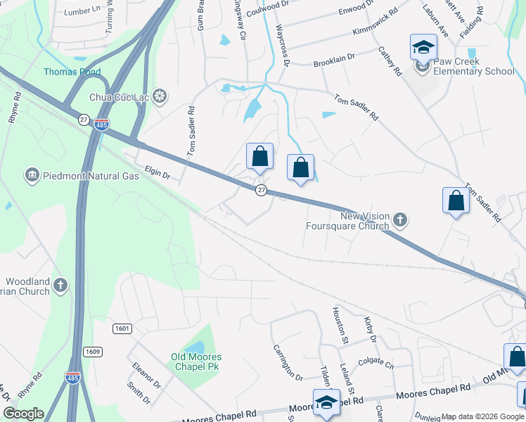 map of restaurants, bars, coffee shops, grocery stores, and more near 138 Hansard Drive in Charlotte